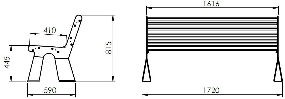 Arco Скамья из стали с порошковым покрытием со спинкой Essential sun-id-1474257 - Вид №2