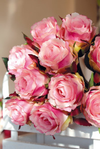 2639 508 a3 Искусственный букет роз, 9-цветков, 37 см, розово-зеленый H-andreas