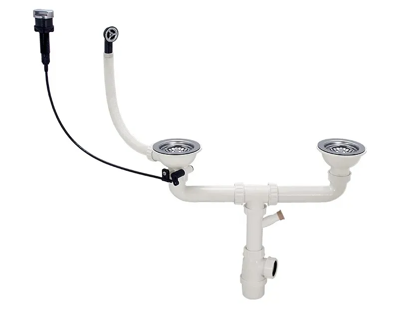 Сифон двойной L,B.PLAST 3 1/2" боков. круг перелив GRANFEST 675-RE-199 ALS боковой