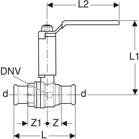 GEBERIT 94965 Шаровой кран Geberit Mapress, NPW, с рукояткой с уступом  - Вид №2