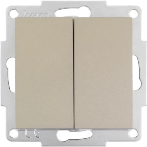 Выключатель Lezard Vesna титановый, двухклавишный для трёх источников света 87103845