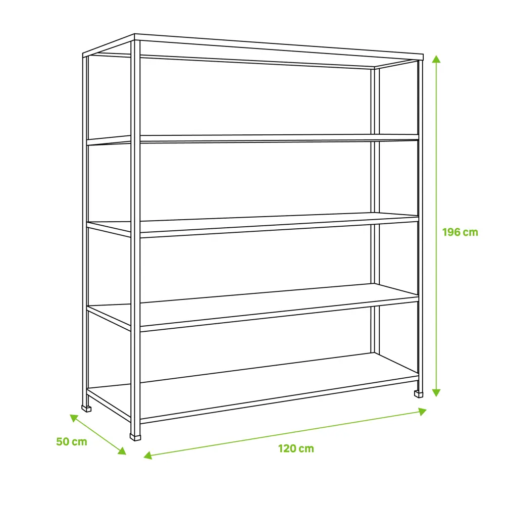 Стеллаж металлический Spaceo 120x196x50 см, 5 полок, цвет серый 81931050 STLM-2148941  - Вид №7