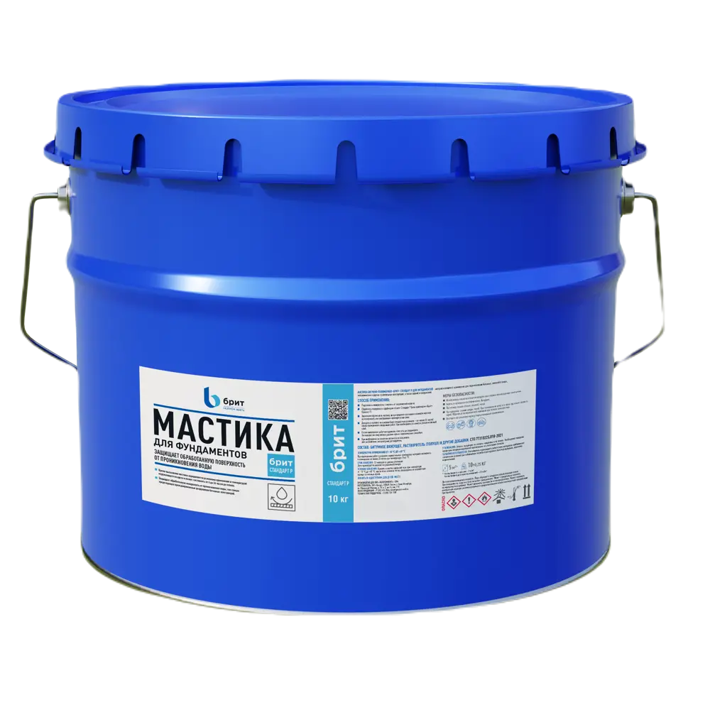 БРИТ Стандарт-Р: битумно-полимерная мастика для гидроизоляции фундаментов 10 кг 84300203 STLM-0048219