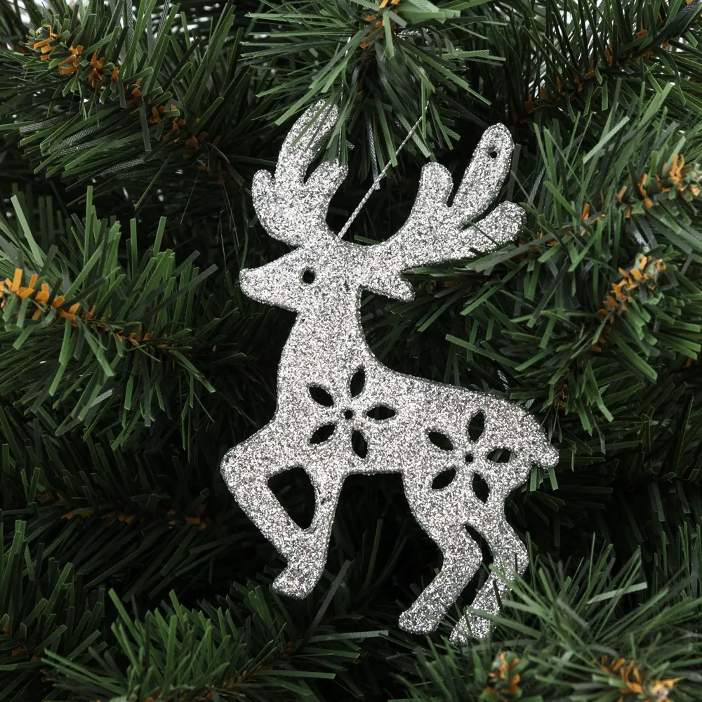 85156531 Елочная игрушка «Олень» 10 см глиттер серебряный STLM-0950532 Santreyd 