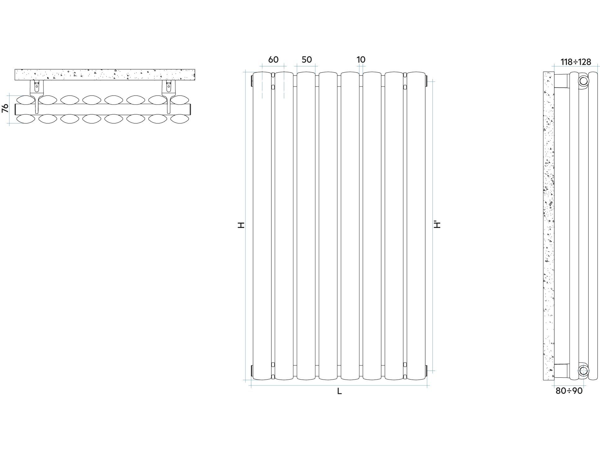 Вертикальный стальной мебельный радиатор с двойным рангом эллиптических трубчатых элементов Irsap Ellipsis ARCH-00066177 - Вид №4