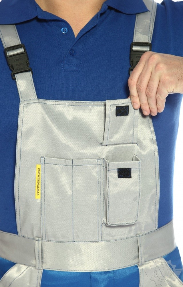 61494 Полукомбинезон "Мастер" василек-светло-серый  Летняя спецодежда  размер 56-58/182-188  - Вид №5