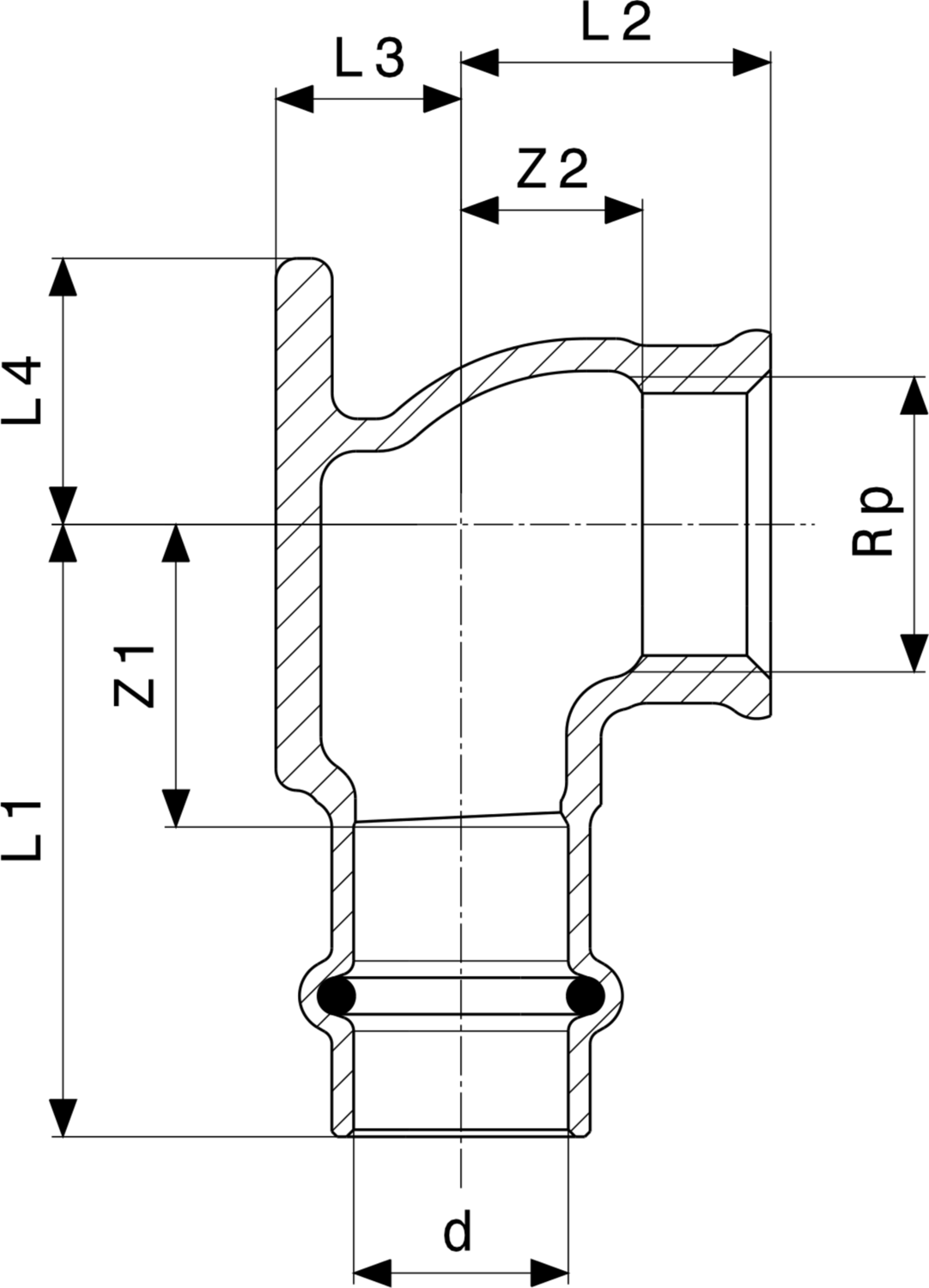 291 013 Модель 2225.5 Трубопроводные системы  Profipress  Водорозетки Santreyd  - Вид №3