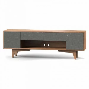 Тумба под телевизор с ящиками коричневая с серым Telly BRAGIN DESIGN  256456 Серый