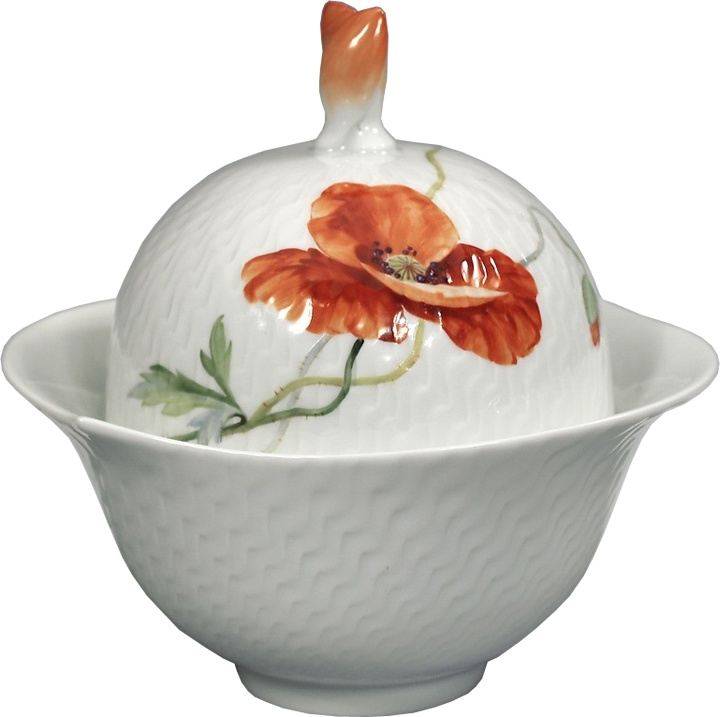 92739 Meissen Сахарница 200мл "Игра волн, рельеф, маки" Фарфор 