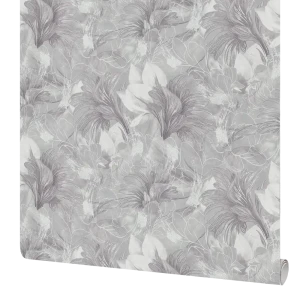 Московская обойная фабрика Ривьера: флизелиновые обои графитового оттенка с растительным орнаментом 89390786