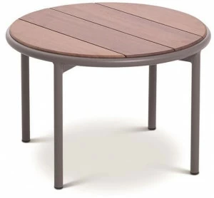 Bivaq Низкий круглый журнальный столик из стали и дерева Teja