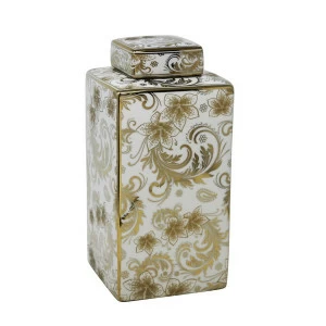 Ваза с крышкой белая с золотом 40х16 см Viva BUREAU ДИЗАЙНЕРСКИЕ 263016 Белый;золото