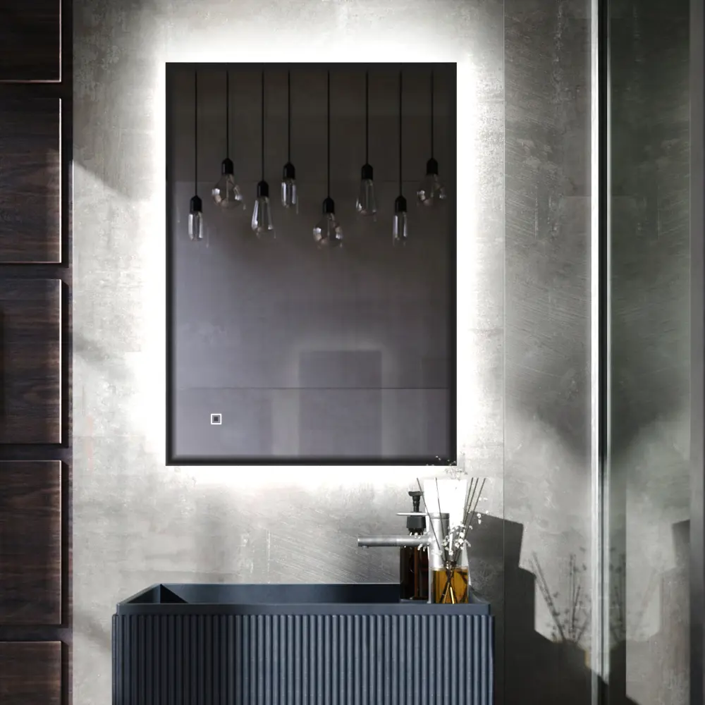 Зеркало Omega Glass Black Line с LED-подсветкой для ванной 60x80 см 89395170 STLM-1387760