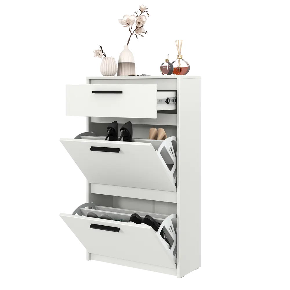 Шкаф для обуви Лион 60x103.9x24 см 2 ящика ЛДСП цвет белый Santreyd STLM-2208321 - Вид №12