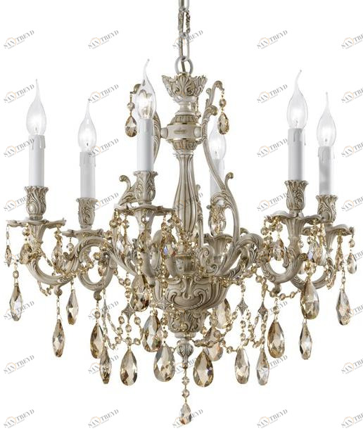 Possoni Illuminazione Антикварная люстра из белого / золота с кристаллами swarovski® Versailles 093/6-sw/gs