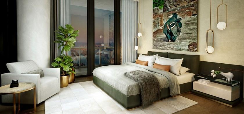 MORADA Кожаная кровать King size со встроенными прикроватными тумбочками Lampo Lampo bedfs - Вид №5