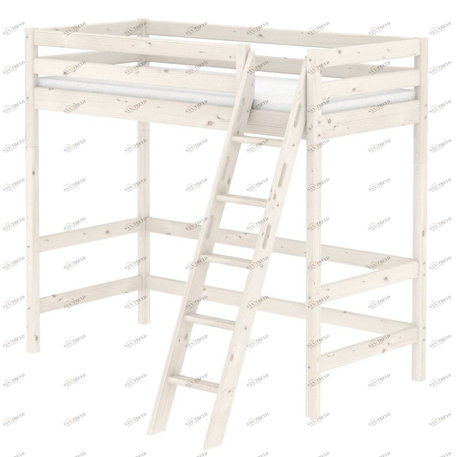 Кровать Flexa Classic высокая с наклонной лестницей, белая, 190 см 9010315201