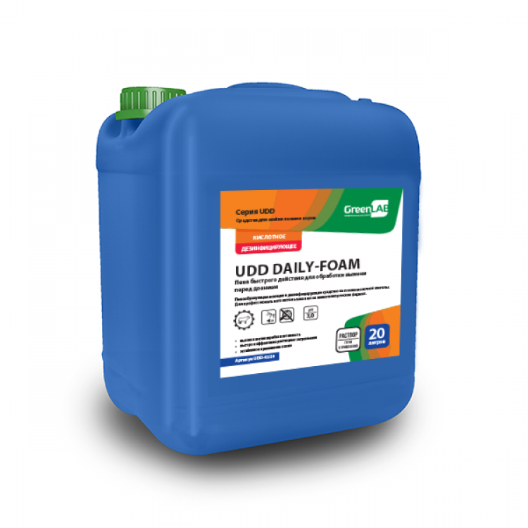 UDD-02/20 GreenLAB UDD DAILY - FOAM, 20 л. Пена быстрого действия для обработки вымени перед доением 