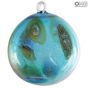 4250 ORIGINALMURANOGLASS Голубой Ёлочный шар с миллефиори - муранское стекло OMG  см