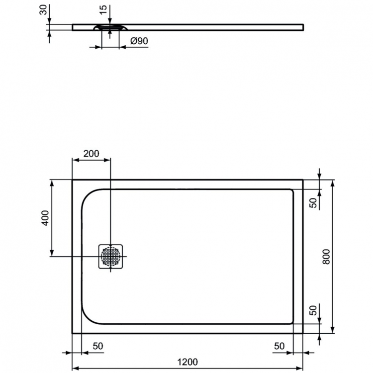 K8227FS Душевой поддон 120х80 см Ideal Standard ULTRAFLAT S  - Вид №2