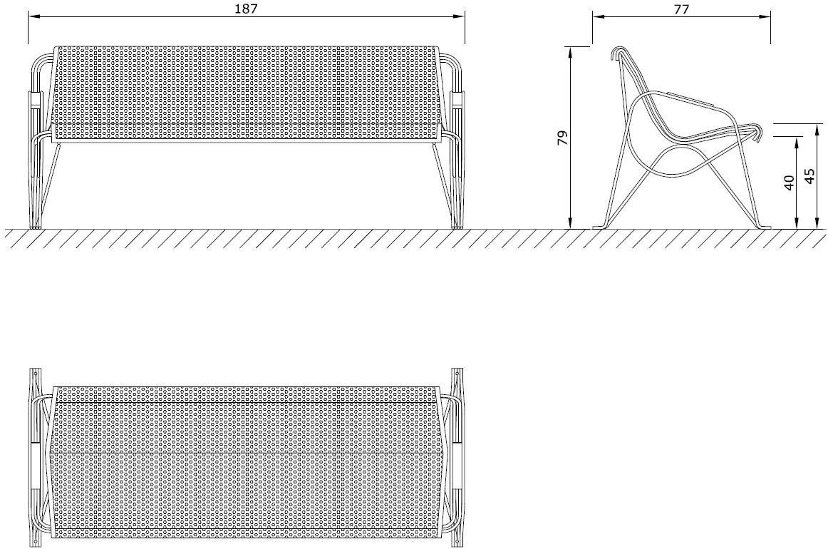 Euroform W Скамья металлическая с подлокотниками со спинкой  58m, 58m/10, 58m/20  - Вид №3