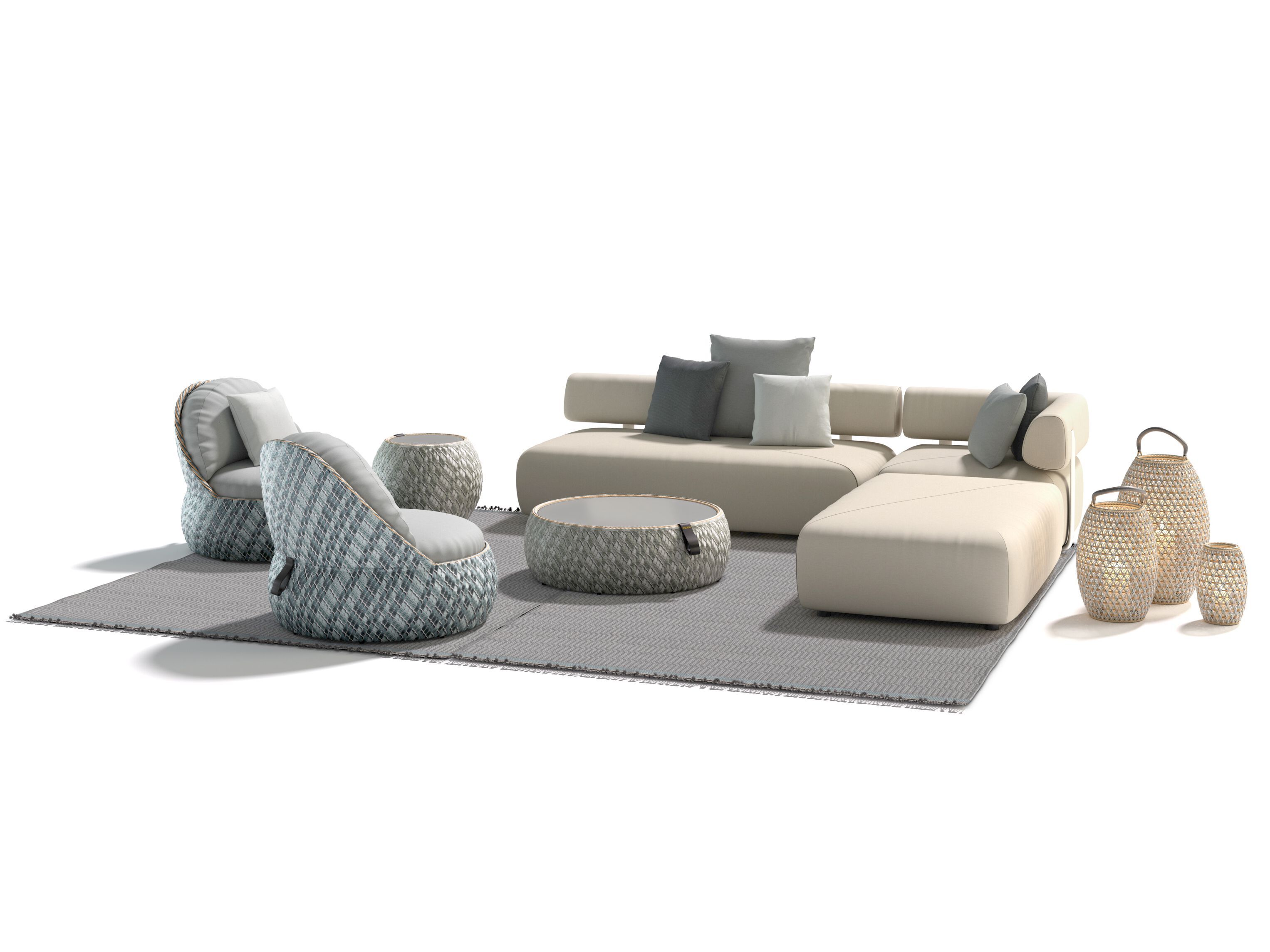 Тканевый модульный садовый диван DEDON BRIXX ARCH-00082153 - Вид №3