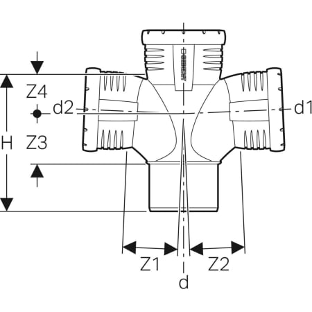 GEBERIT 393.566.14.1 Крестовина со смещенным впуском Geberit Silent-Pro 87,5°  - Вид №3