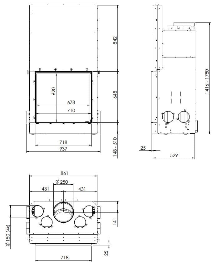 Закрытый дровяной камин KALFIRE W71/62F ARCH-00067393 - Вид №3
