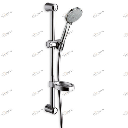 CRIPD097 Передвижная штанга 57 см с гибким шлангом LONG LIFE, многоструйным ручным душем с защитой от накипи и держателем для мыла Cristina Rubinetterie 