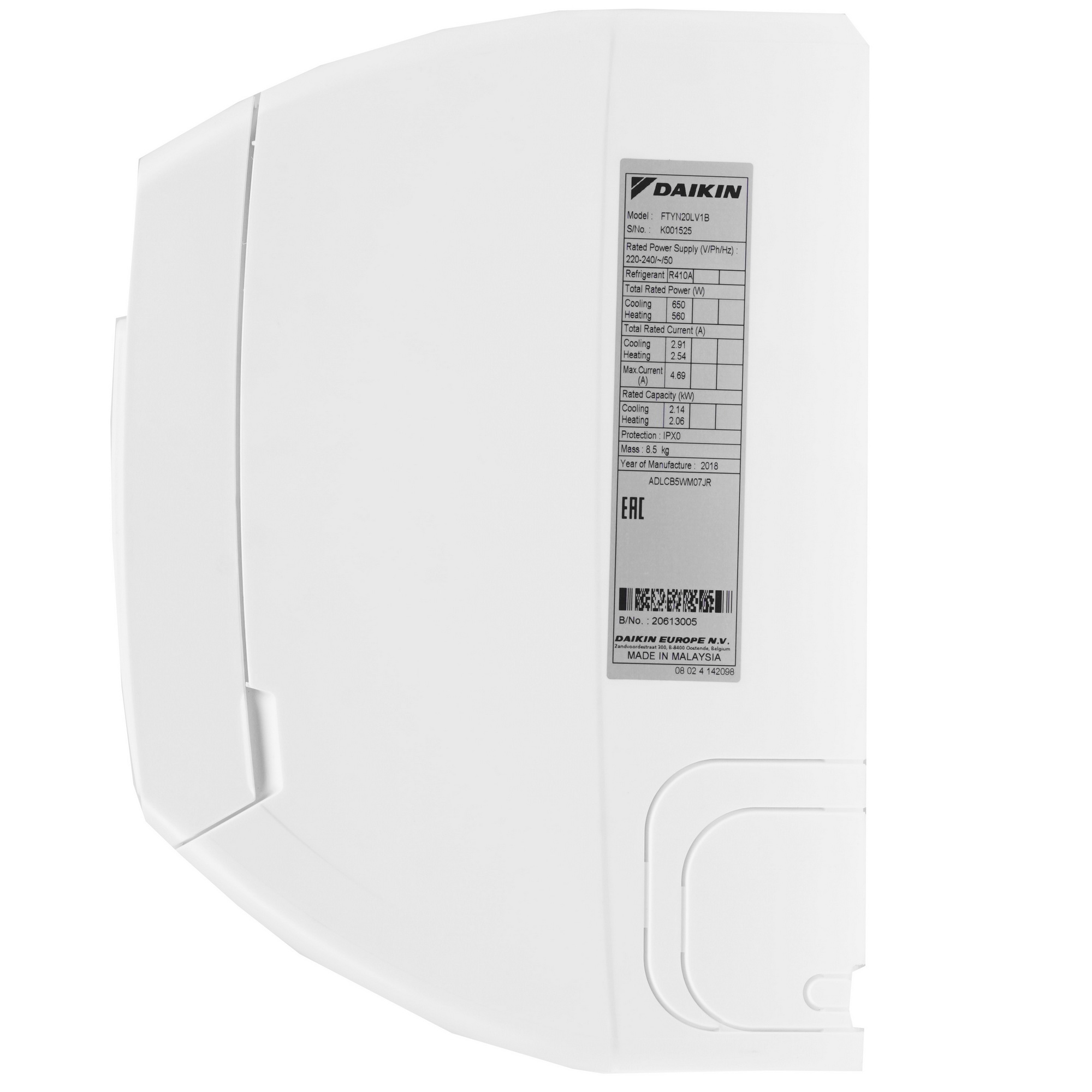 1245700 Кондиционер настенный сплит-система Daikin FTYN20L/RYN20L белый STDN-0086671 - Вид №2