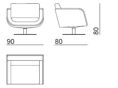 Тканевое вращающееся кресло с подлокотниками Bizzotto Italia Нара ARCH-00049140 - Вид №4