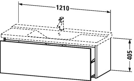XS408309090 Тумбочка подвесная XSquare #XS4083 1210 x 473 мм Фланелево-серый шелковисто-матовый лак Duravit - Вид №1