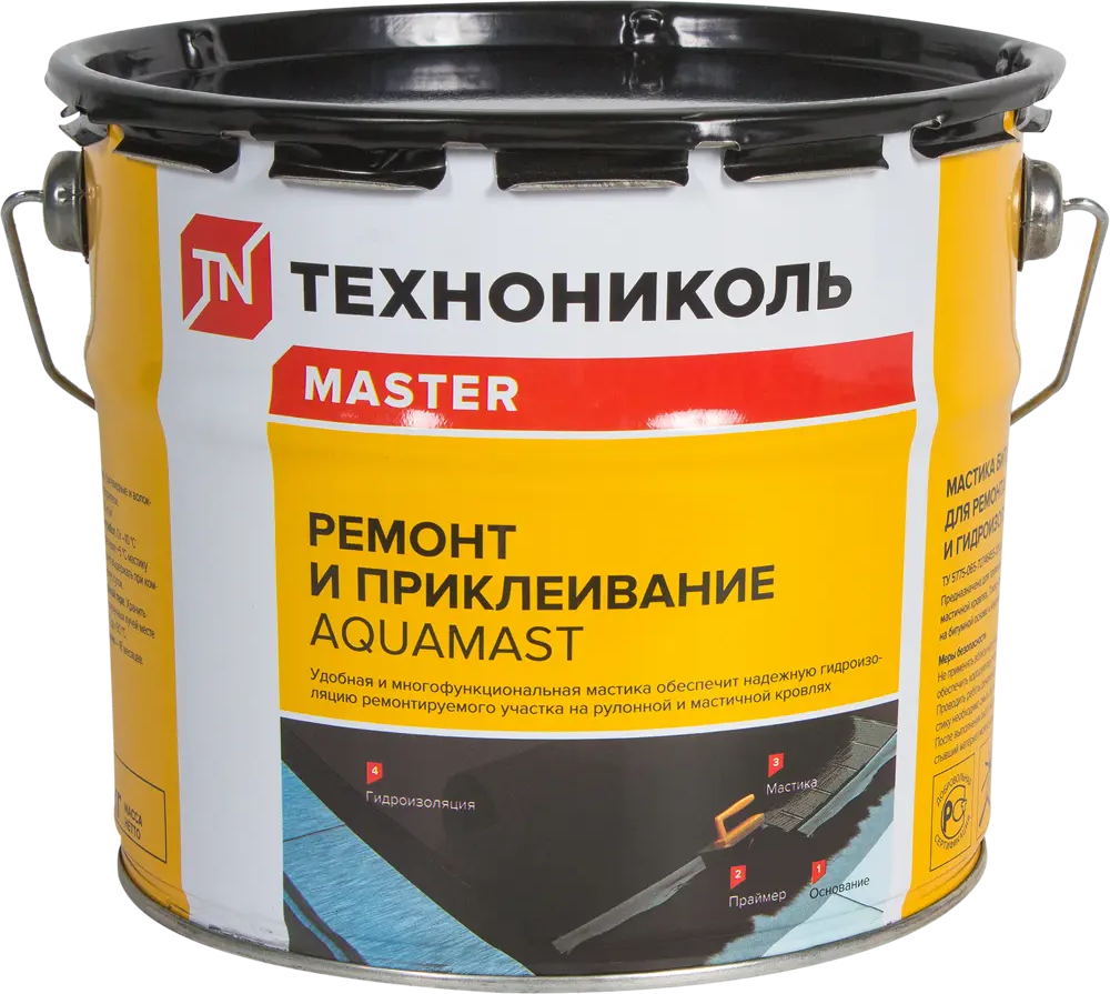 ТЕХНОНИКОЛЬ AquaMast - битумная мастика для ремонта кровли 3 кг 13894269