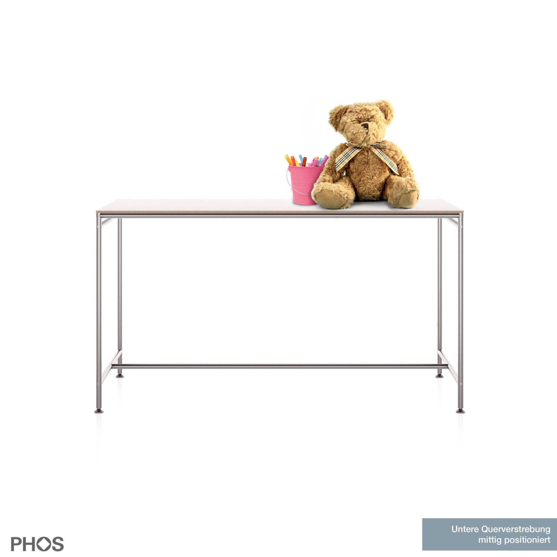 KATI-S2K-120x60-MW Стол Карлсруэ - письменный стол для детей - белый - 120 x 60 x 66 см PHOS  - Вид №1