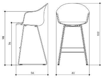arrmet Табурет из полипропилена с высокими санками и подставкой для ног Máni armshell plastic sun-id-1490674 - Вид №1