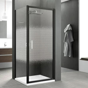 Душевой уголок 102x101 ZEPHYROS G+F Novellini ZEPHYROS с черным профилем и принтом Zephyros