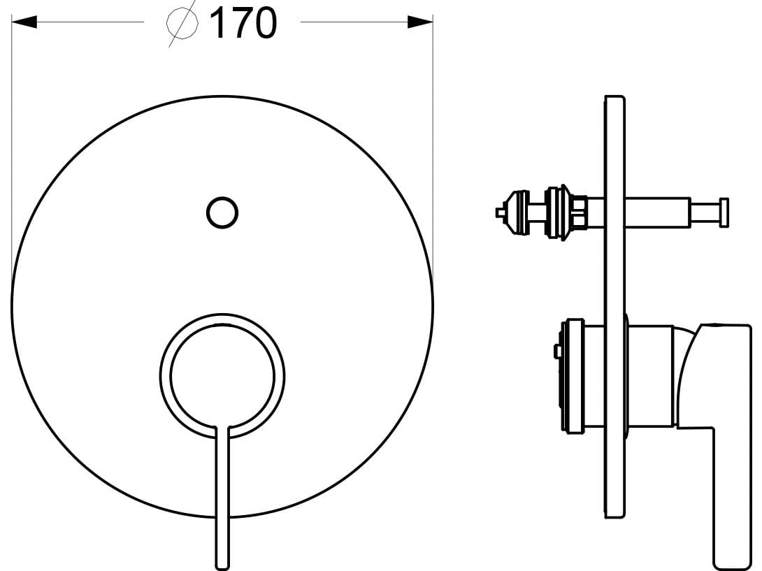 Однорычажный смеситель для душа с переключателем GUGLIELMI RUBINETTERIE Rialto ARCH-00134300 - Вид №2