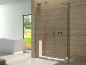 Угловой душ из алюминия и стекла