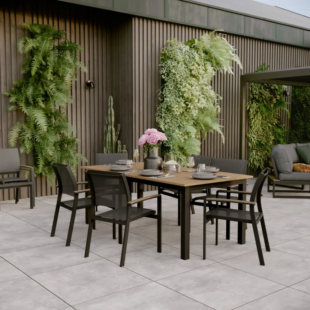 Стол садовый Naterial Clara 200x100x75 см алюминий цвет коричнево-серый STLM-2151228 - Вид №7