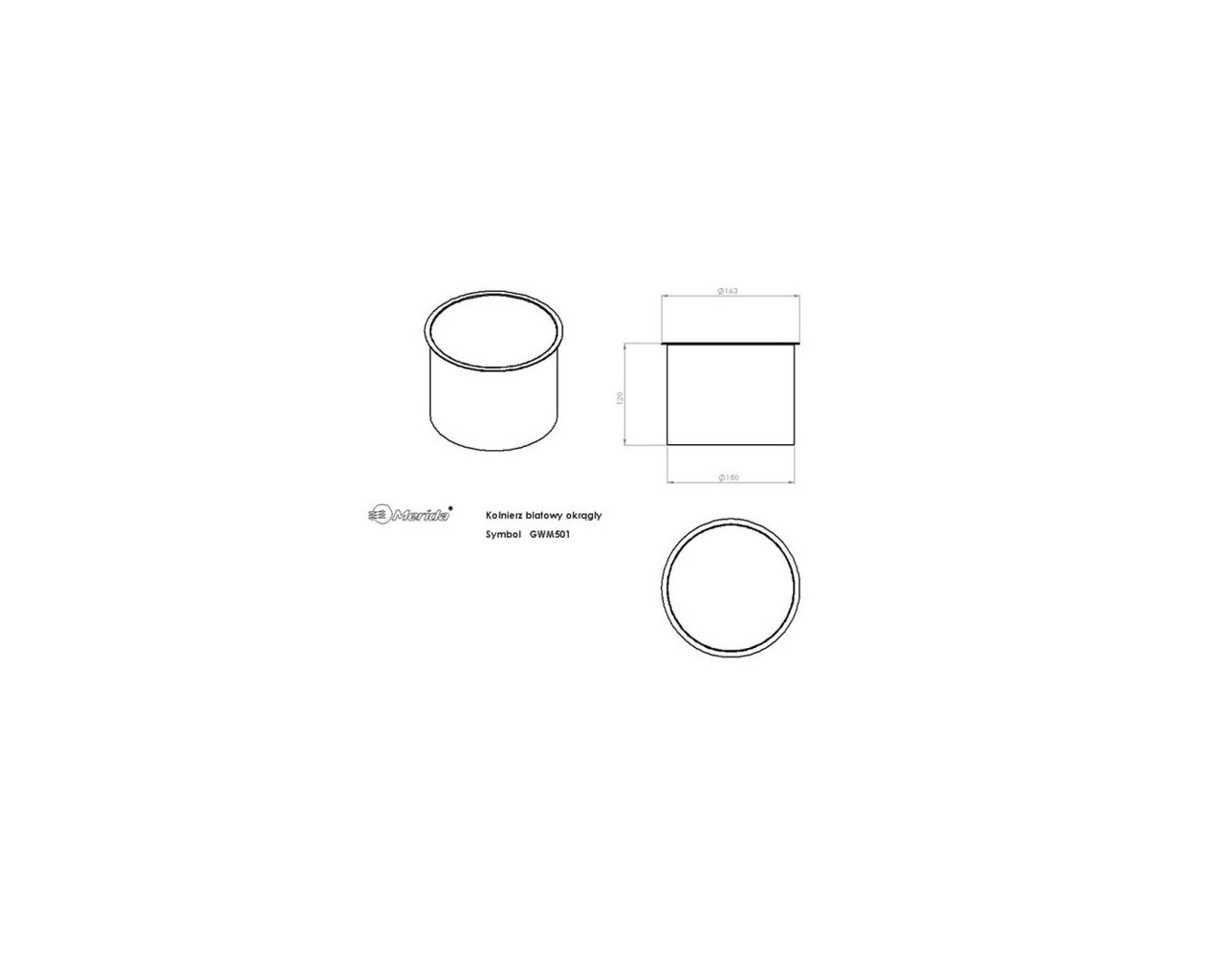 GSB501 STELLA WHITE LINE столешница с круглым вырезом, белый Merida  - Вид №1