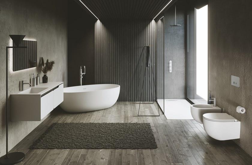 SDR CERAMICHE Настенная тумба под умывальник из массива с ящиками Solido sun-id-1383719 - Вид №4