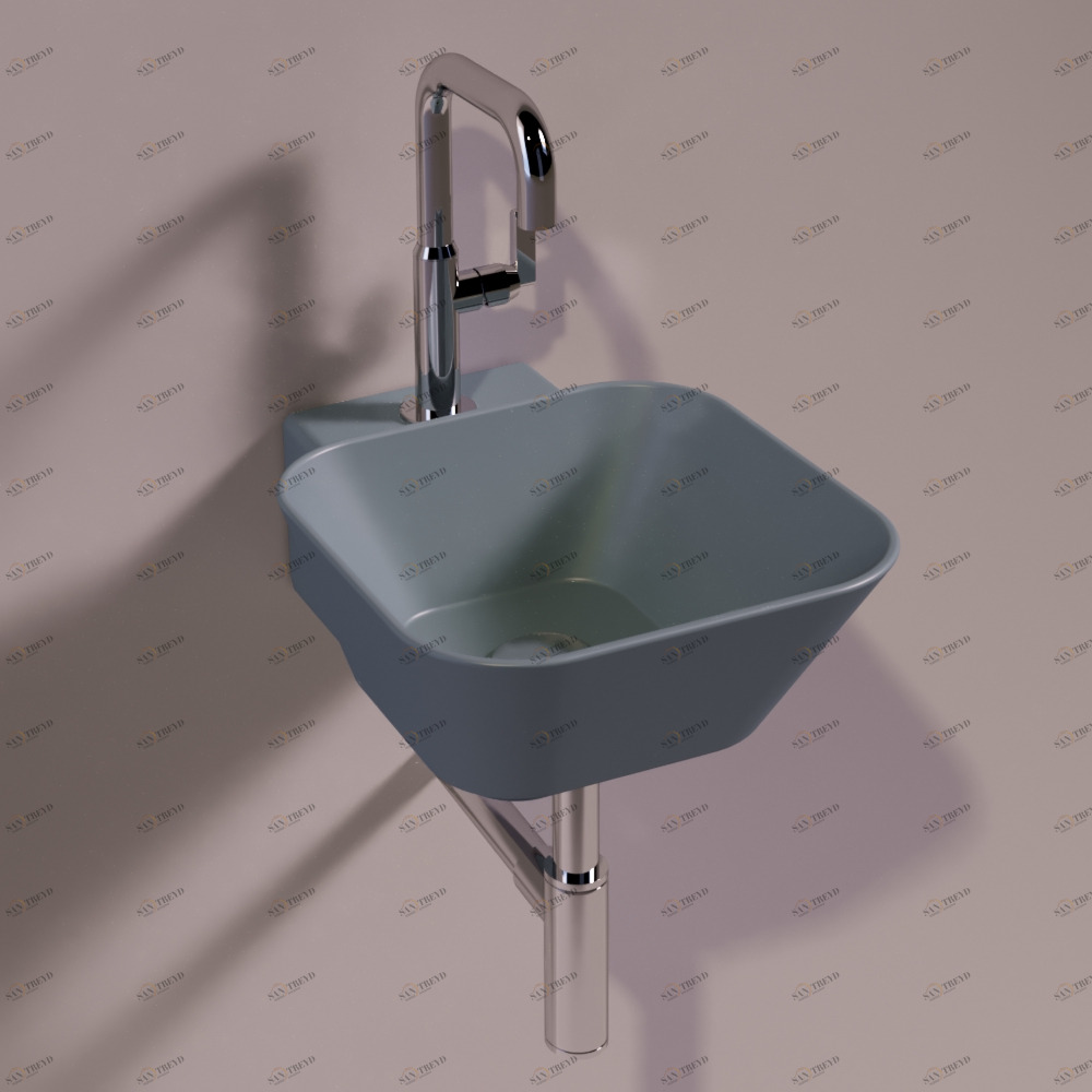 WA07CEMENTOMATT Подвесная раковина настенная квадратная Simas  серая 