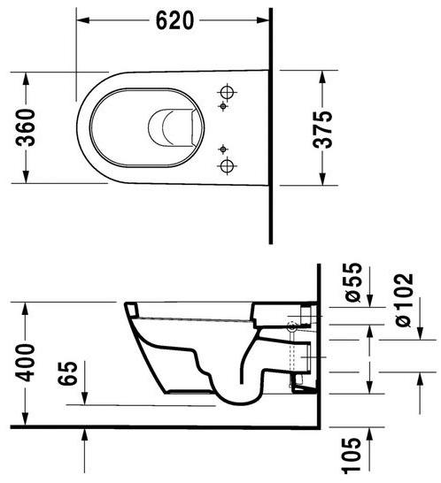 253359 Подвесной унитаз настенный Белый Duravit Starck 2 Германия - Вид №1