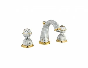 033201.000.00 Раковина с тремя отверстиями и кристаллами Swarovski Золото 24К