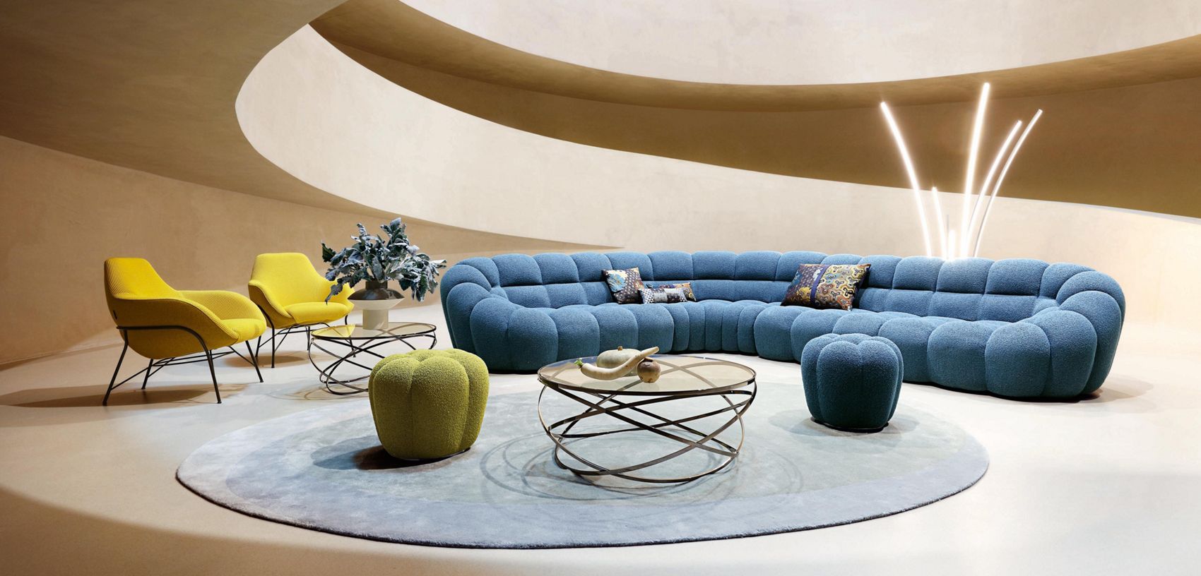 Круглый пуф из ткани ROCHE BOBOIS APEX ARCH-00107158