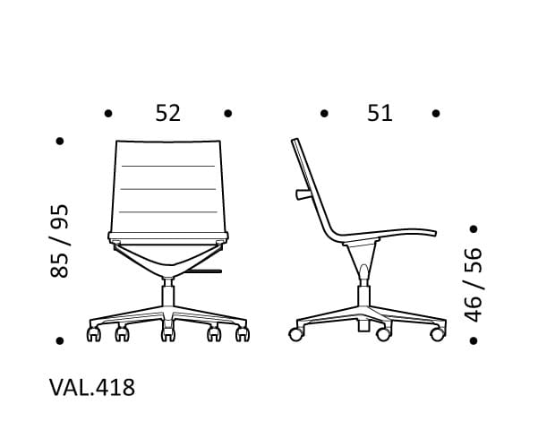 Кожаный поворотный офисный стул с 5 спицами ICF Valea ARCH-00007110 - Вид №1