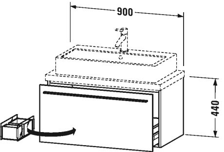 XL540300909 Тумбочка для компактной консоли X-Large #XL5403 900 x 478 мм Светло-голубой матовый декор Duravit - Вид №1