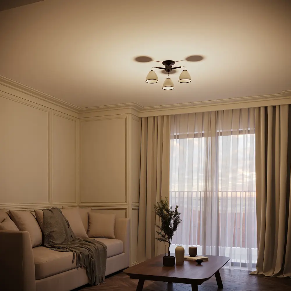 Люстра Inspire Poitiers с текстурными стеклянными плафонами, 3 лампы 85113380 STLM-0058957 - Вид №8