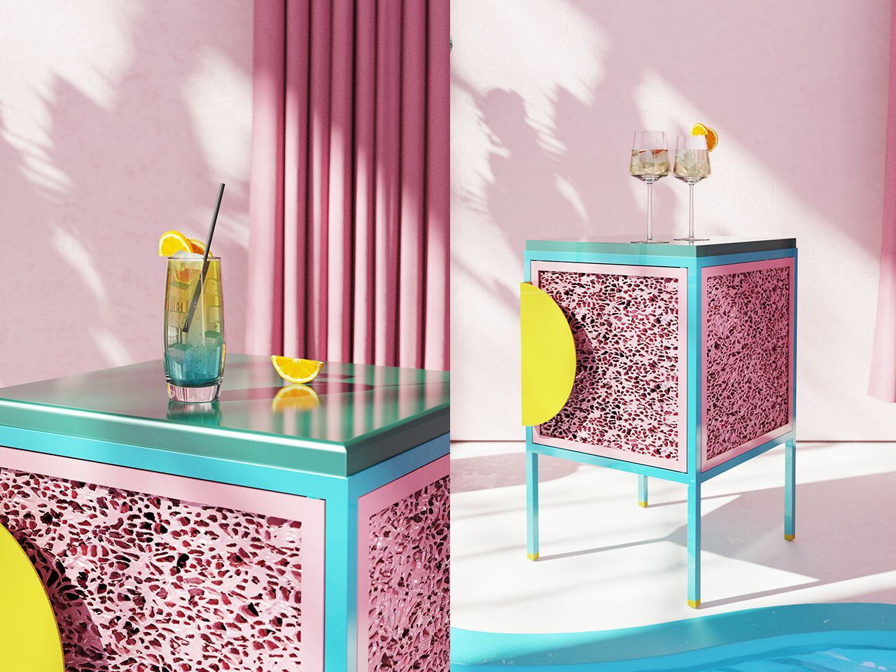 Металлическая тумбочка DBE.FURNITURE Miami Moon ARCH-00009117