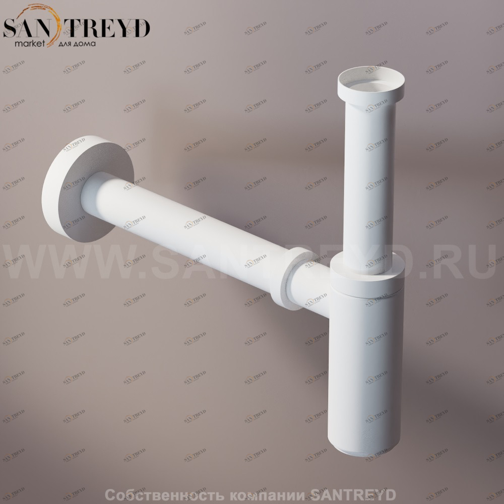 Agape  Сифон для раковин или биде с настенным защитным кольцом белый MET0409Z Ricambi